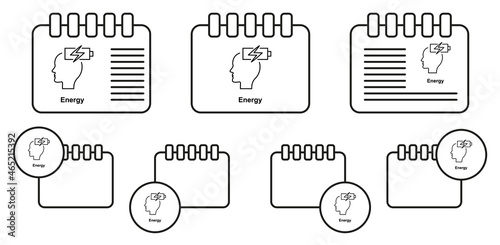 Energy, brain, recharge vector icon in calender set illustration for ui and ux, website or mobile application