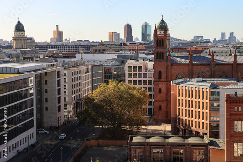 Berliner Skyline; Blick vom Humboldt Forum über den Werderschen Markt in Richtung Potsdamer Platz photo