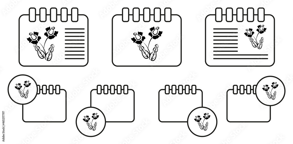 Decorative flowers, hand draw vector icon in calender set illustration for ui and ux, website or mobile application Decorative flowers, hand draw vector icon in calender set illustration for ui and ux, website or mobile application