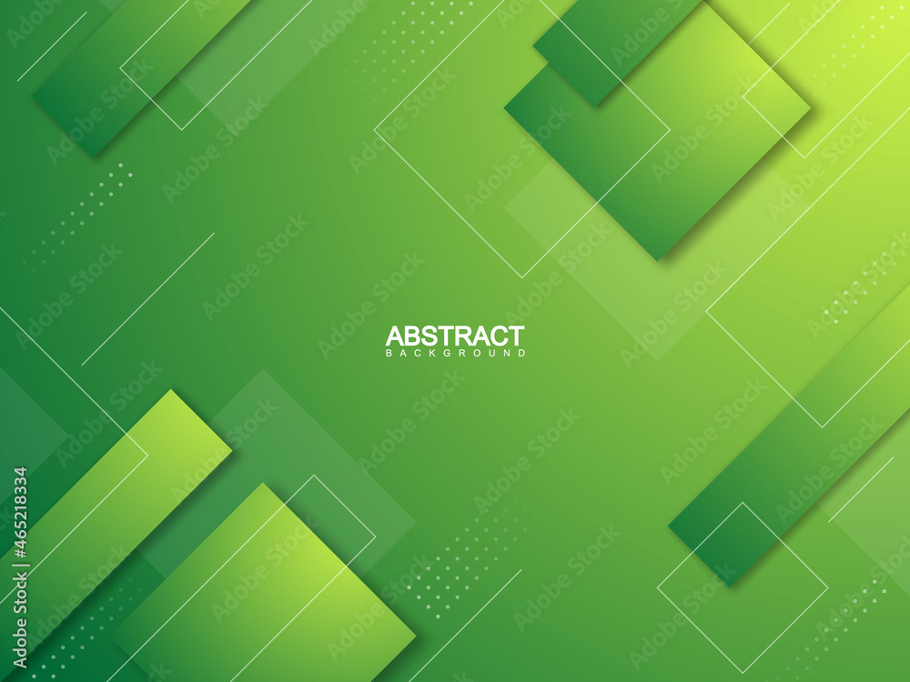 green gradient abstract background with squares and lines