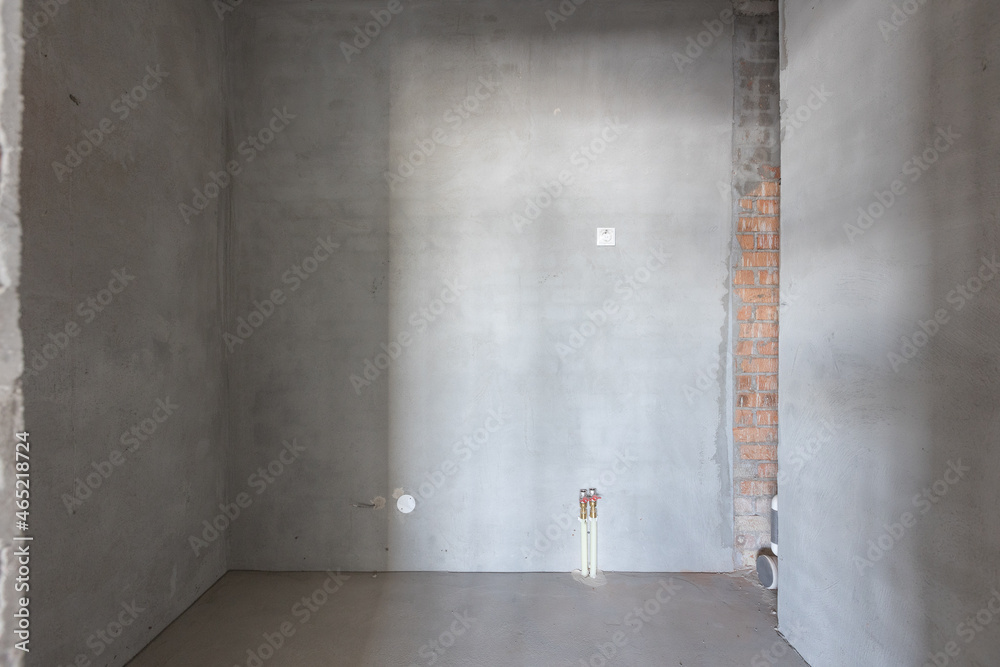 interior of the apartment without decoration in gray colors interior of the apartment without decoration in gray colors