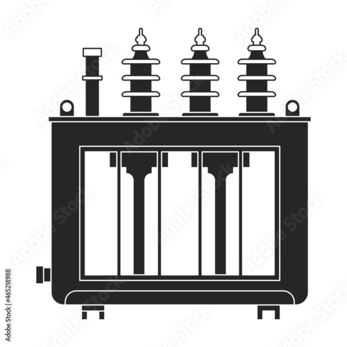 Transformer electric vector black icon. Vector illustration elctric station on white background. Isolated black illustration icon of transformer power.