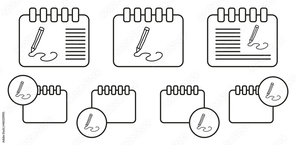 Pencil and line sketch vector icon in calender set illustration for ui and ux, website or mobile application