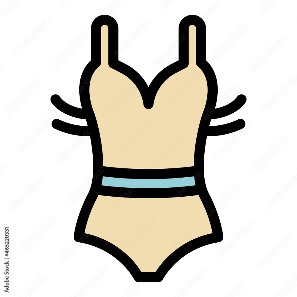 Woman swimsuit icon. Outline woman swimsuit vector icon color flat isolated Woman swimsuit icon. Outline woman swimsuit vector icon color flat isolated
