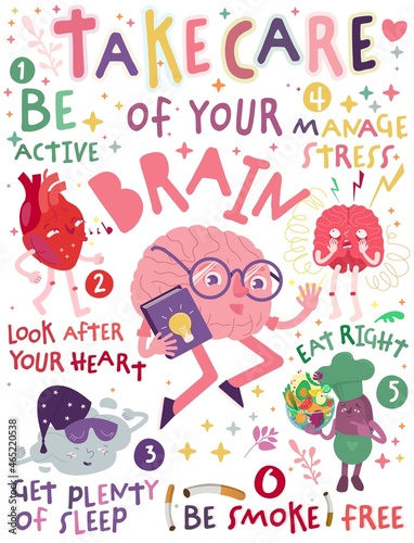 Take care of your brain. Creative portrait poster photo