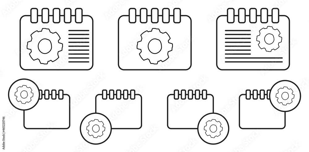 Gear sketch vector icon in calender set illustration for ui and ux, website or mobile application Gear sketch vector icon in calender set illustration for ui and ux, website or mobile application