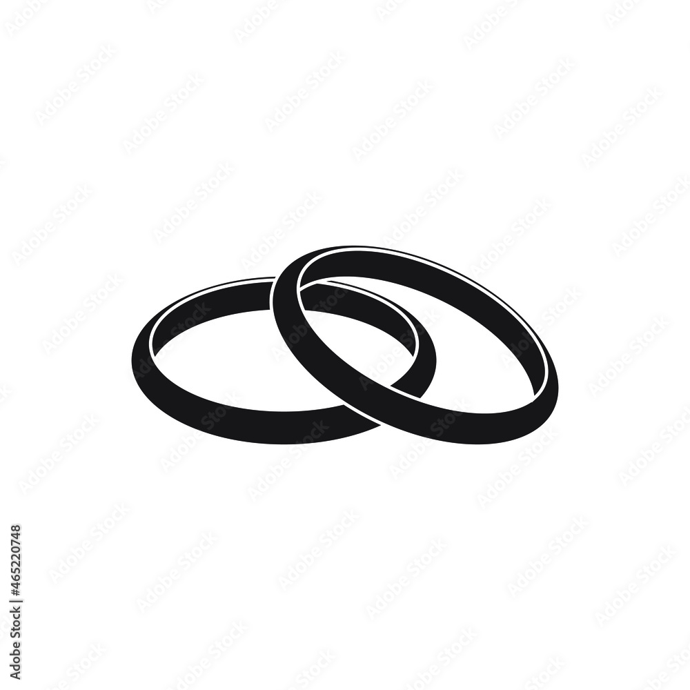 Naklejka premium Wedding rings silhouette, vector drawing