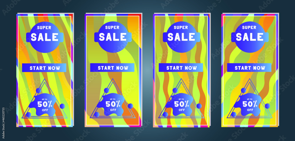 Set of creative social media banners stories for online shopping. Trendy vector sale and discount backgrounds