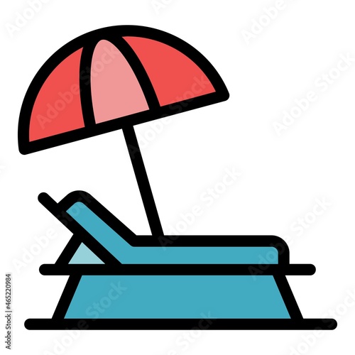 Beach chair icon. Outline beach chair vector icon color flat isolated