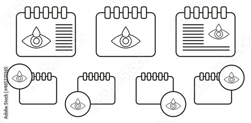 Eye drops vector icon in calender set illustration for ui and ux, website or mobile application