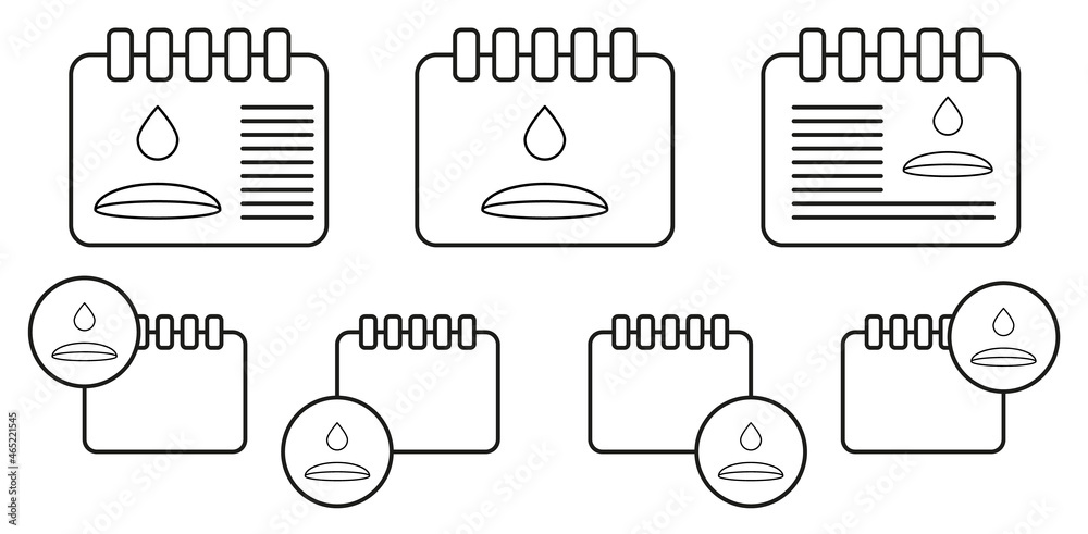 A drop on lens vector icon in calender set illustration for ui and ux, website or mobile application