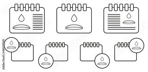 A drop on lens vector icon in calender set illustration for ui and ux, website or mobile application