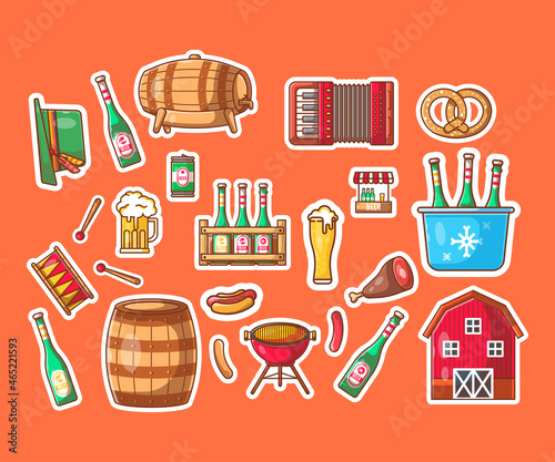 oktoberfest element cartoon illustrations sticker pack