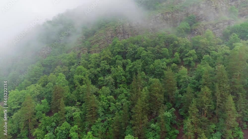 Aerial video of clouds, mountains, forest and mountain river Aerial video of clouds, mountains, forest and mountain river