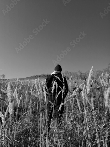 man in a field