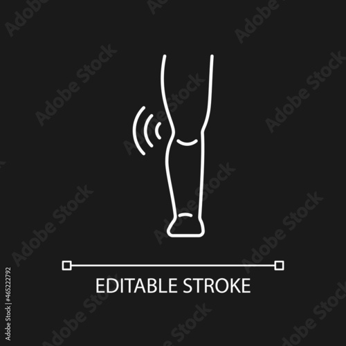 Juvenile idiopathic arthritis white linear icon for dark theme. Joint damage in kids. Rheumatism. Thin line customizable illustration. Isolated vector contour symbol for night mode. Editable stroke