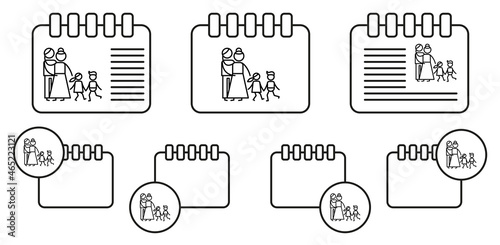 Parenthood, children vector icon in calender set illustration for ui and ux, website or mobile application