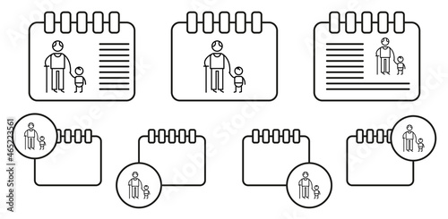 Grandfather, grandson vector icon in calender set illustration for ui and ux, website or mobile application