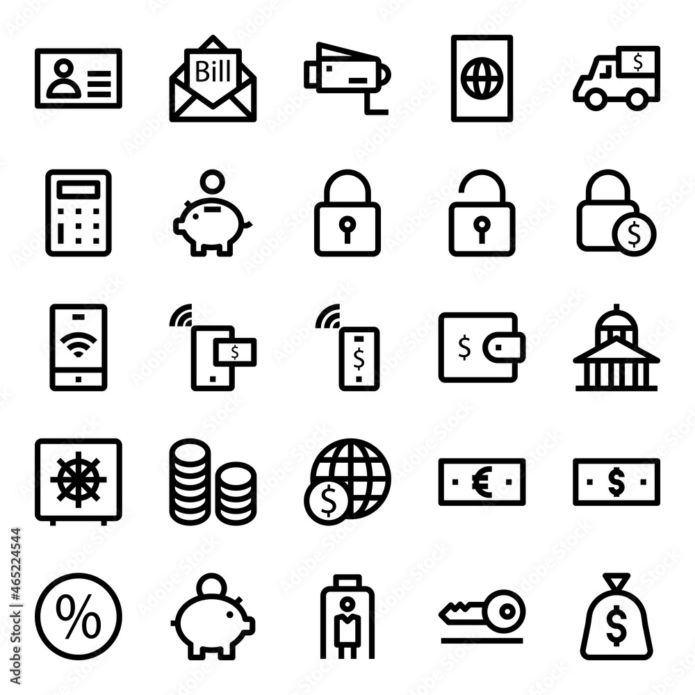 Outline icons for credit card payments.