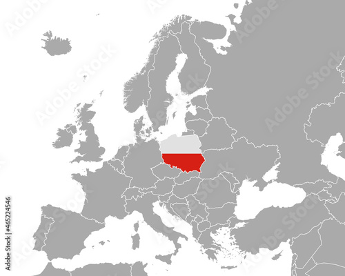 Karte und Fahne von Polen in Europa