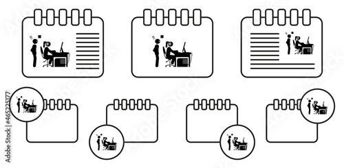Man addiction vector icon in calender set illustration for ui and ux, website or mobile application