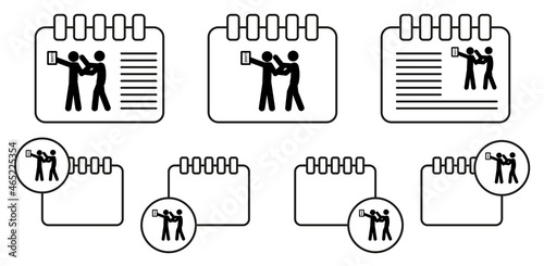 Man addiction vector icon in calender set illustration for ui and ux, website or mobile application