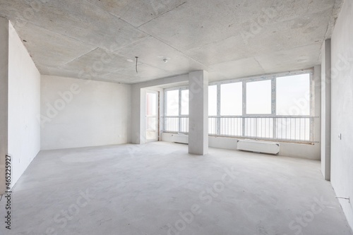 interior of the apartment without decoration in gray colors