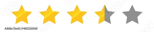 Star review rating vector icons. Collection of stars for different levels ratings. Website product review stars. Rating Stars. Five stars customer product rating.