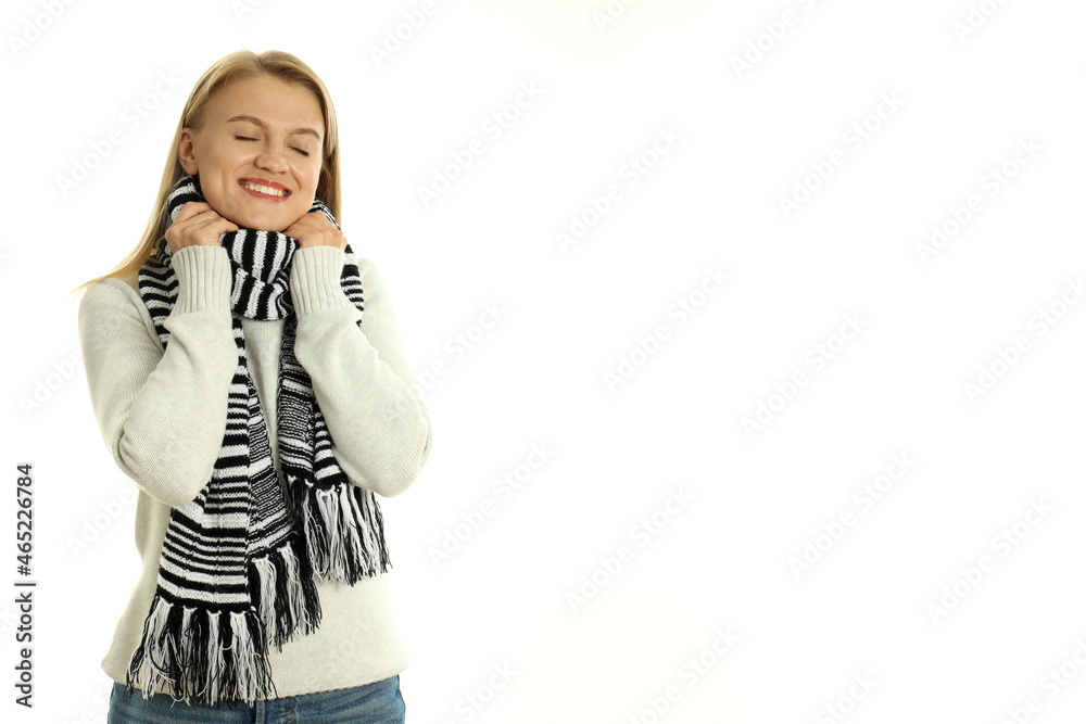 Attractive girl in warm clothes isolated on white background Attractive girl in warm clothes isolated on white background