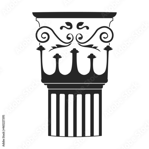 Ancient column vector black icon. Vector illustration pillar of antique on white background. Isolated black illustration icon of ancient column .