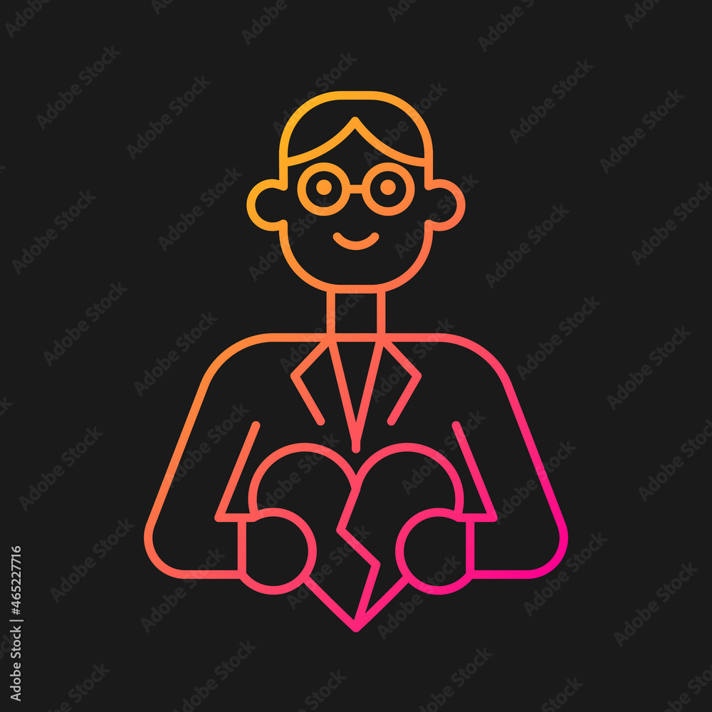 Couple and family counsellor gradient vector icon for dark theme. Mental health issues in romantic relations. Thin line color symbol. Modern style pictogram. Vector isolated outline drawing