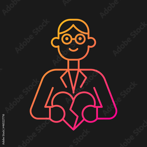 Couple and family counsellor gradient vector icon for dark theme. Mental health issues in romantic relations. Thin line color symbol. Modern style pictogram. Vector isolated outline drawing