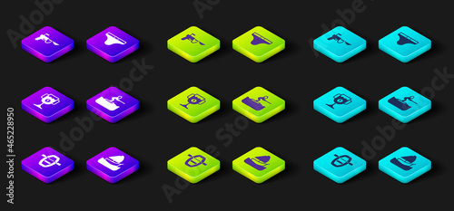 Set Boat with oars, Yacht sailboat, Award cup, Water skiing man, Swimming trunks and Fishing harpoon icon. Vector