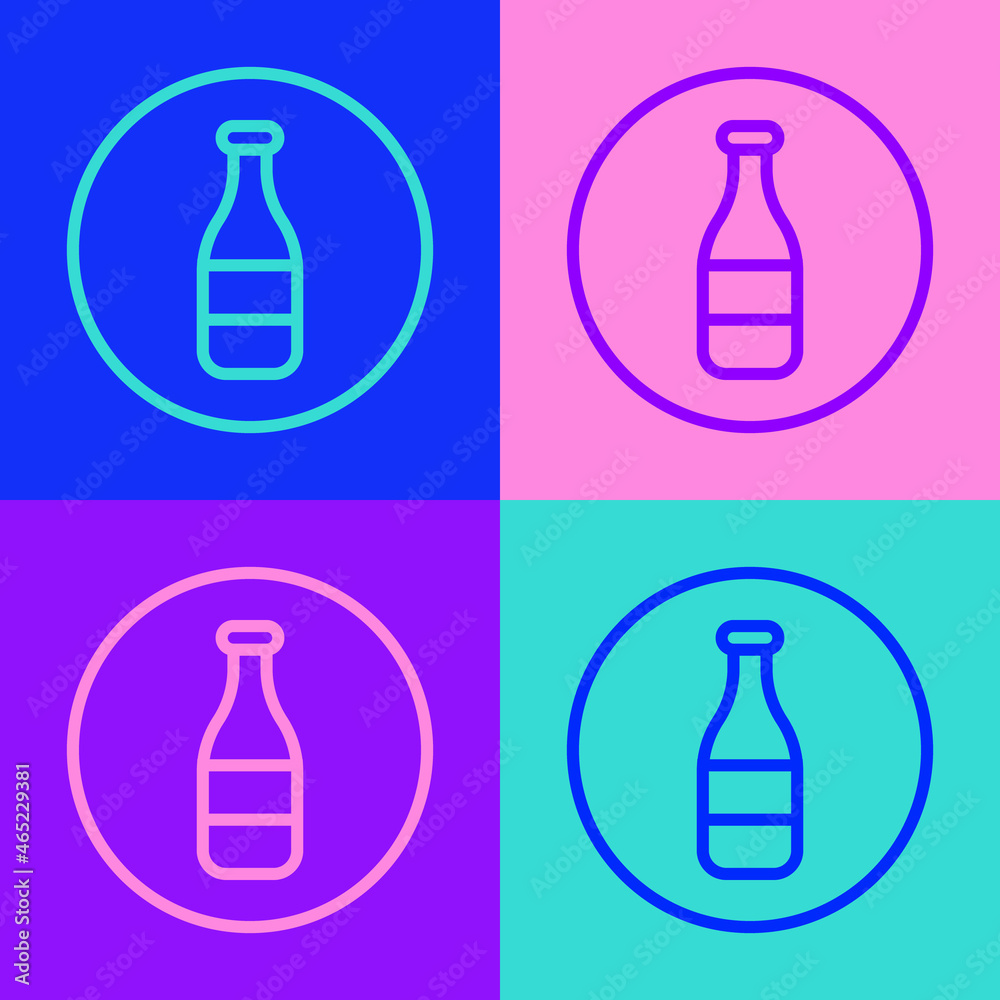 Pop art line Bottle icon isolated on color background. Vector Pop art line Bottle icon isolated on color background. Vector