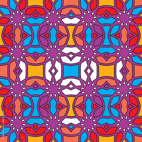 Seamless pattern with fabulous multicolor ornament. Vector illustration