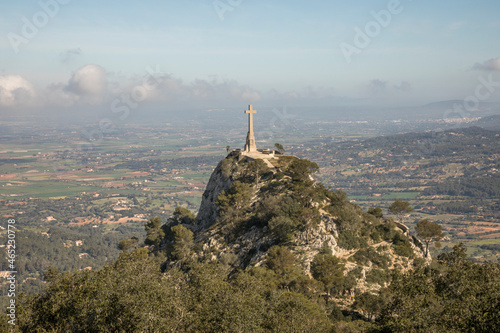 Spain, Balearic Islands, Felanitx, Creu des Picot cross on Puig de Mila photo