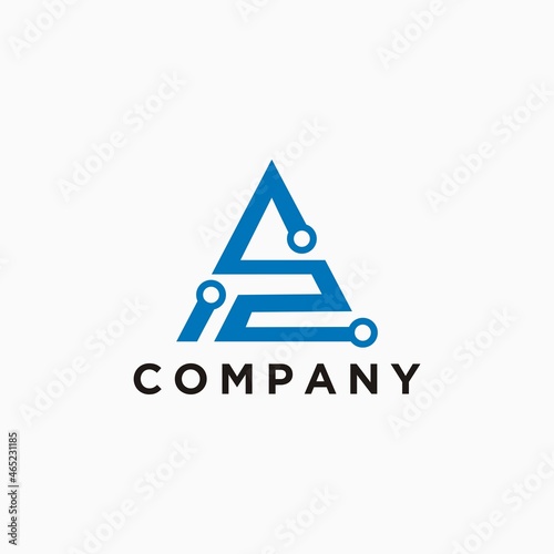 A initial logo vector with technology design concept