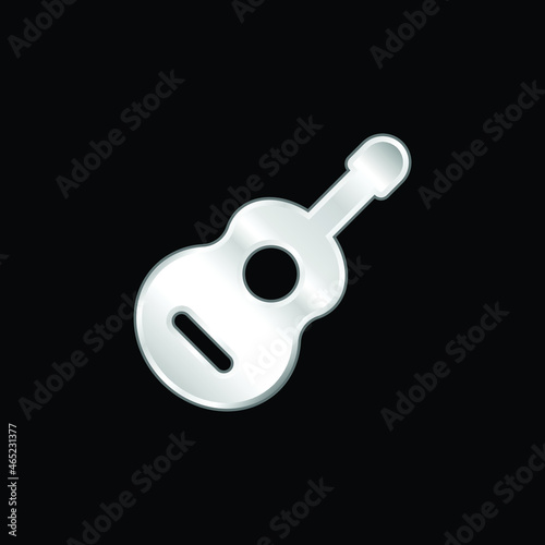 Acoustic Guitar silver plated metallic icon