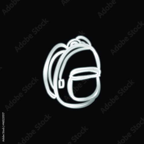 Backbag Hand Drawn Outline silver plated metallic icon