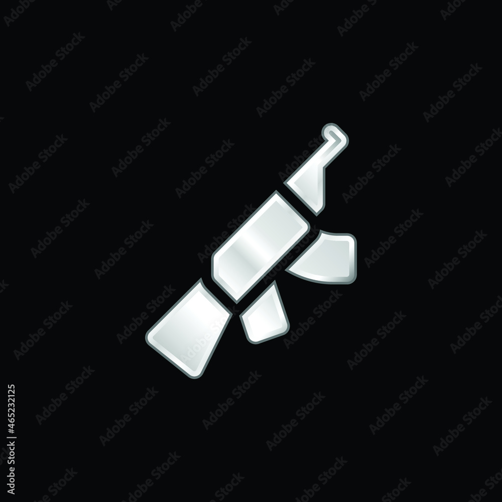 Assault Rifle silver plated metallic icon Assault Rifle silver plated metallic icon