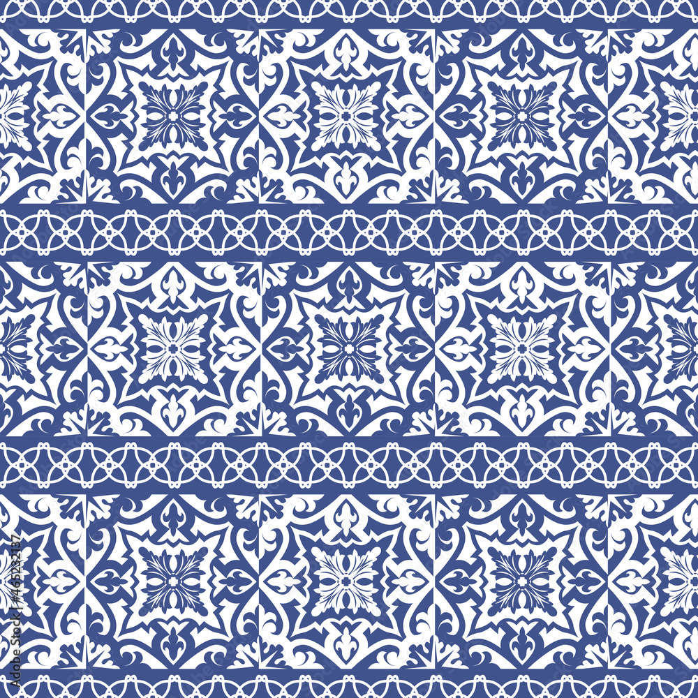 Seamless tiles background. Mosaic pattern for ceramic in dutch, portuguese, spanish, italian style. Seamless tiles background. Mosaic pattern for ceramic in dutch, portuguese, spanish, italian style.