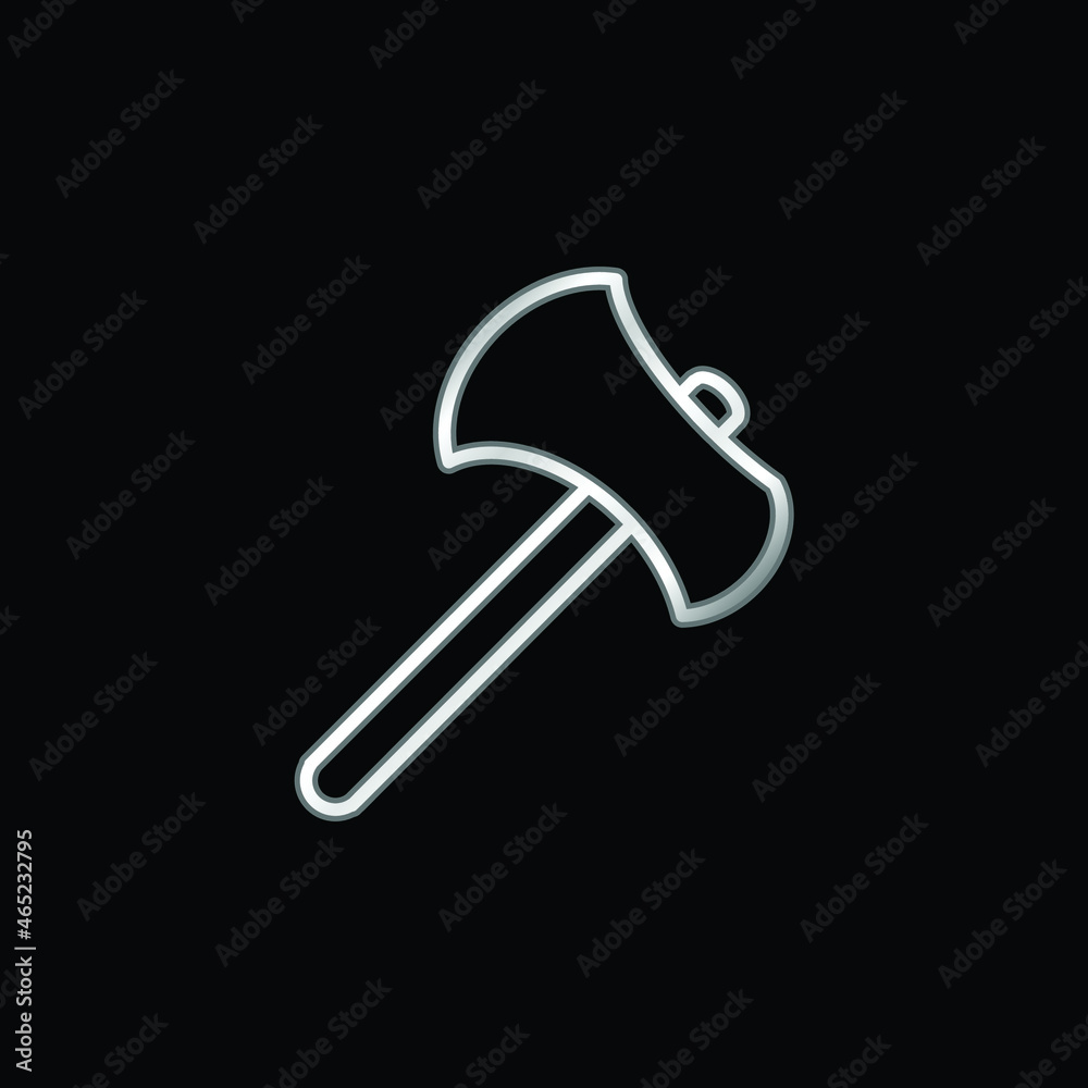 Axe Tool Outline silver plated metallic icon Axe Tool Outline silver plated metallic icon