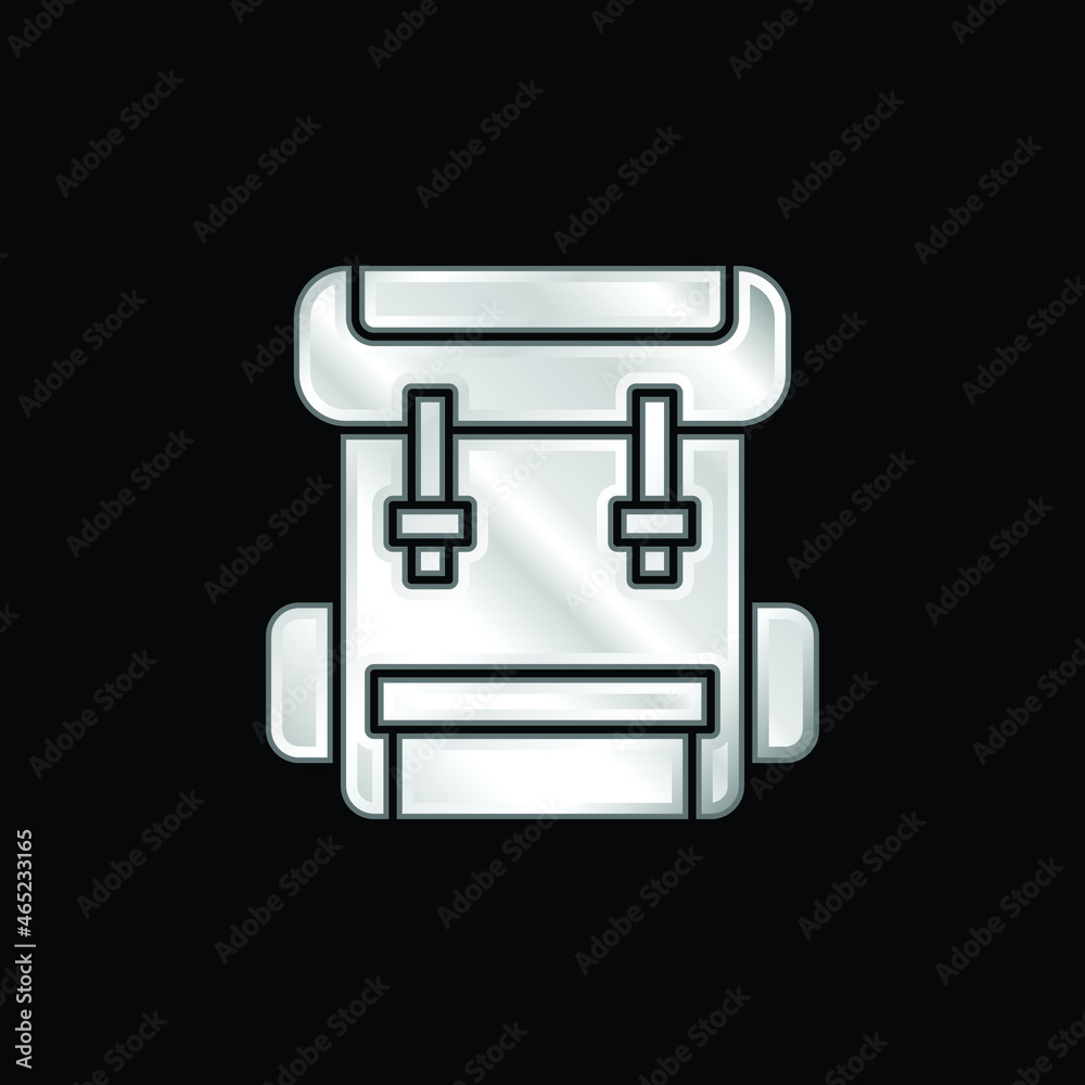 Backpack silver plated metallic icon Backpack silver plated metallic icon