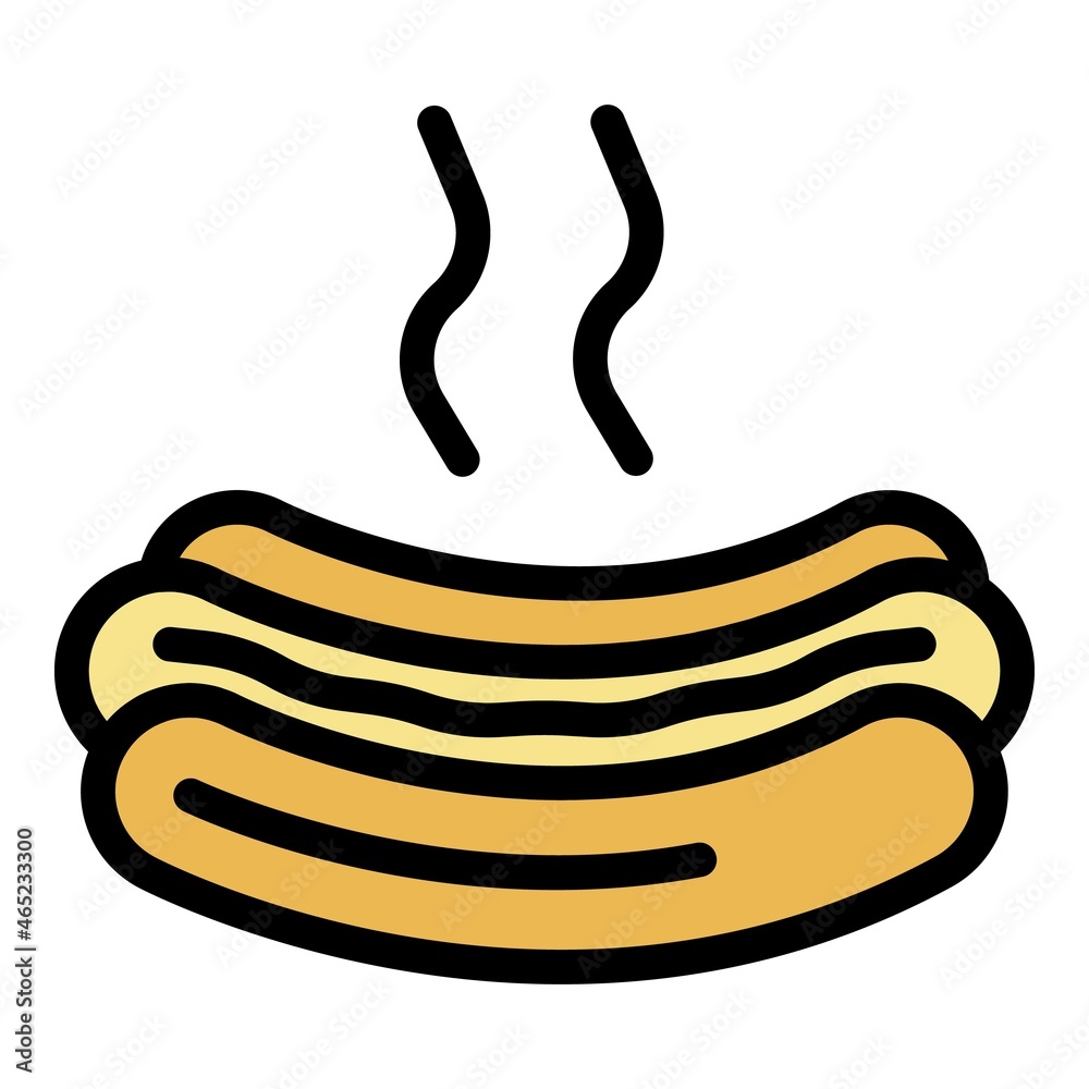 Hot dog icon. Outline hot dog vector icon color flat isolated