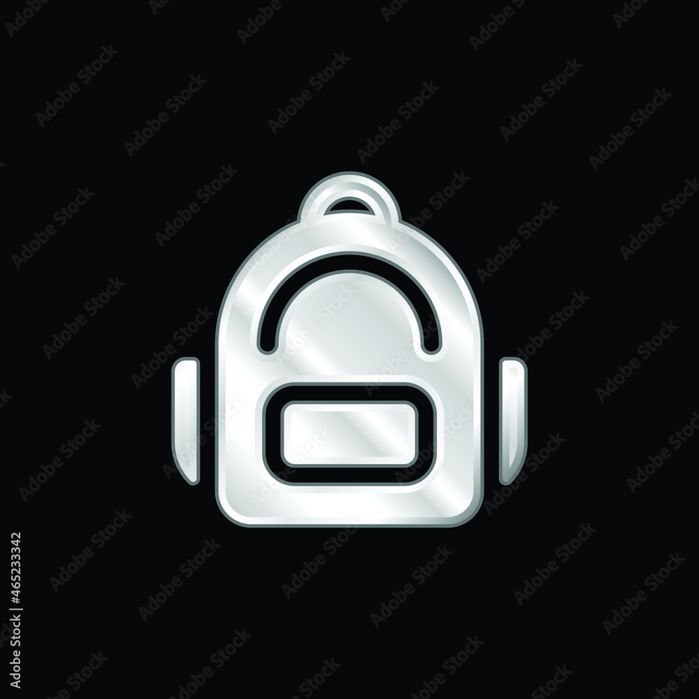 Backpack silver plated metallic icon Backpack silver plated metallic icon