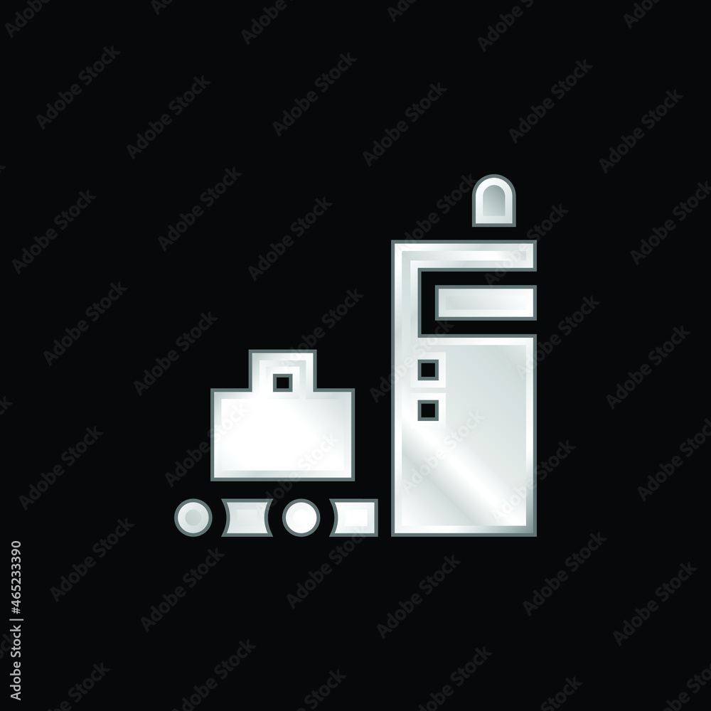 Baggage silver plated metallic icon Baggage silver plated metallic icon