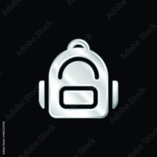 Backpack silver plated metallic icon