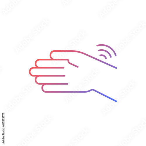 Wrists rheumatism gradient linear vector icon. Joint stiffness. Limited hand motion. Carpal tunnel syndrome. Thin line color symbol. Modern style pictogram. Vector isolated outline drawing