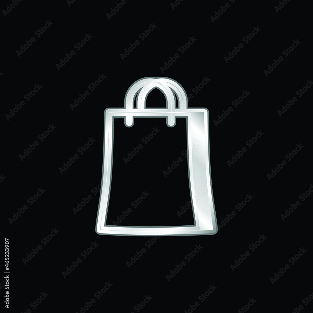 Big Shopping Bag silver plated metallic icon Big Shopping Bag silver plated metallic icon
