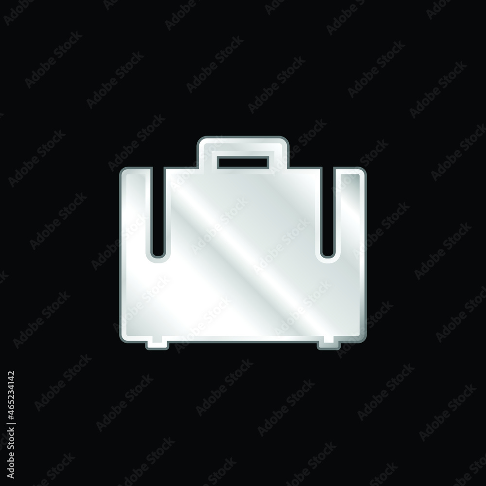 Black Suitcase silver plated metallic icon Black Suitcase silver plated metallic icon